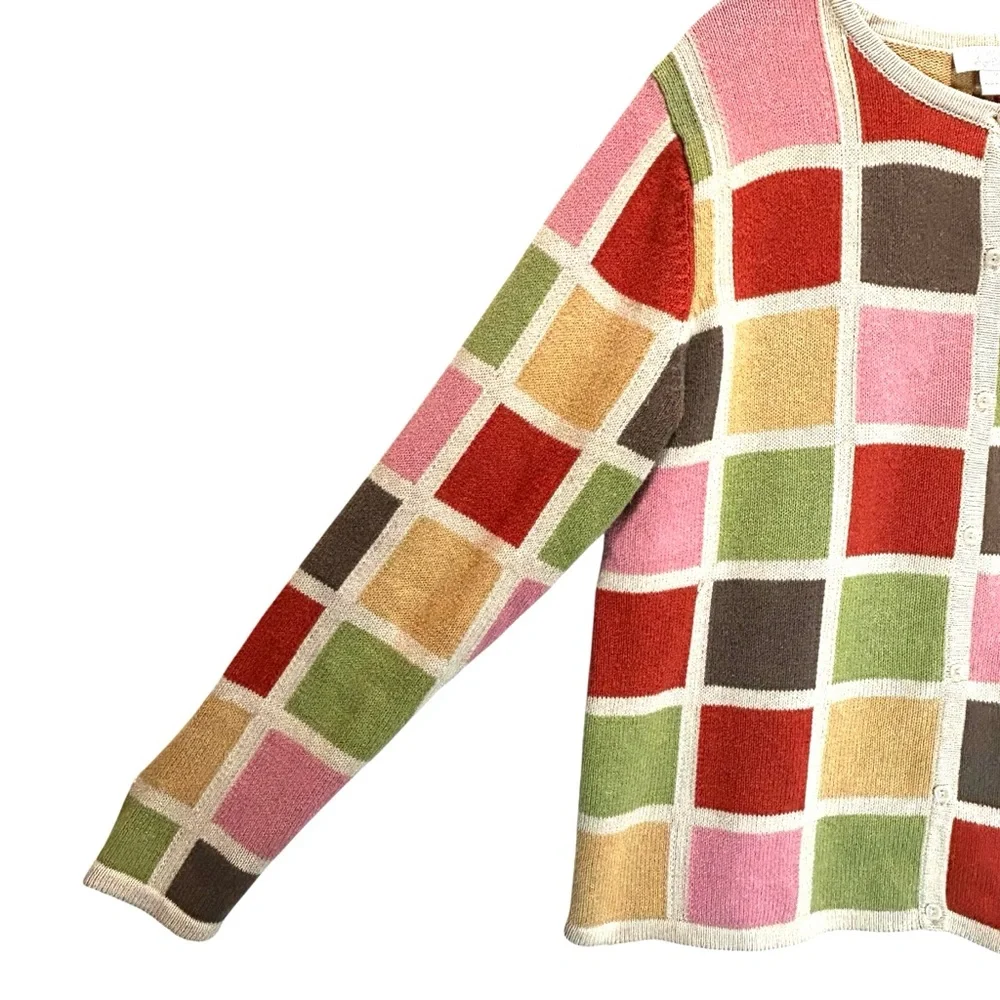 VTG Y2K Christopher & Banks Multicolor Ramie & Cotton Cardigan Sweater - Medium - Picture 5 of 9